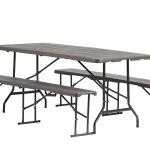 Sada venkovního cateringového nábytku - stůl 180 + 2 lavice - hnědá - Image 3