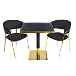 Arany bár kávézóasztal szett ARP608 70x70cm fekete + 2 Glamour szék fekete