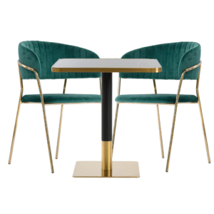 Arany kávézó készlet ARP608 fekete asztal+ 2 Glamour zöld szék